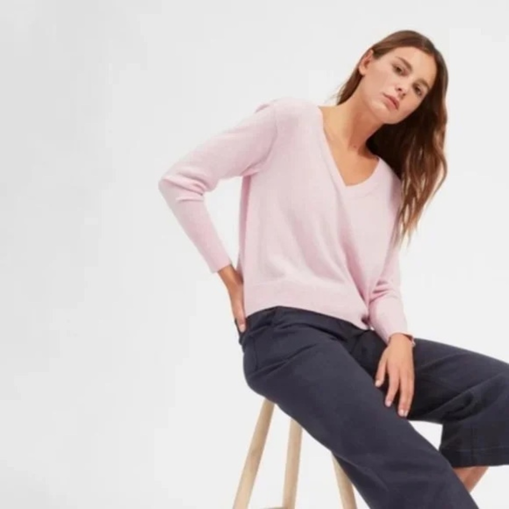 Everlane | Cashmere Cropped V-Neck Sweater in Pink‎ Size L